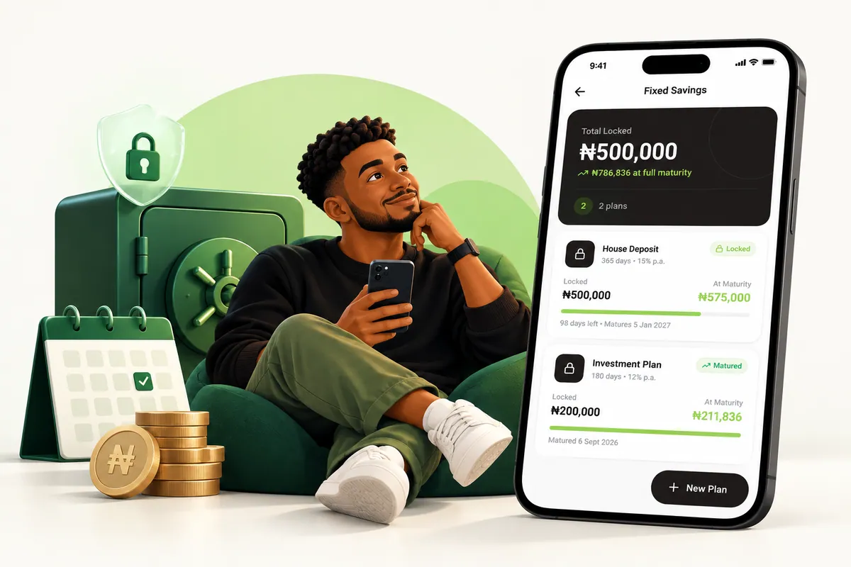 Fixed Savings — lock money until maturity and earn interest